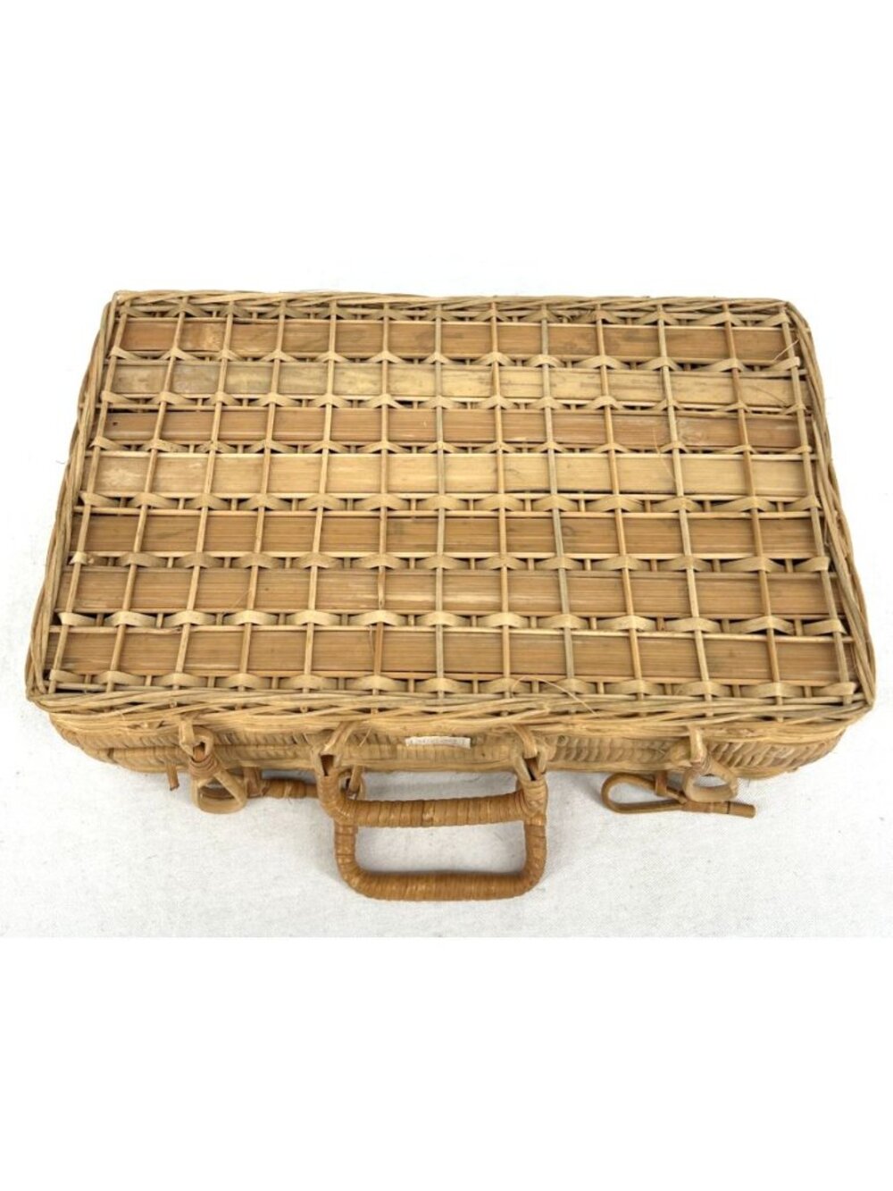 Wicker Picnic Basket Boho Storage 11.5 x 6.75 x 3.75" Vintage China - Picture 2 of 8